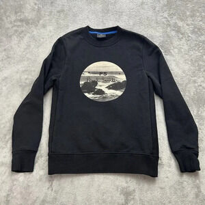 PS Paul Smith Sweatshirt Mens Small Logo Print Organic Cotton Black Pullover